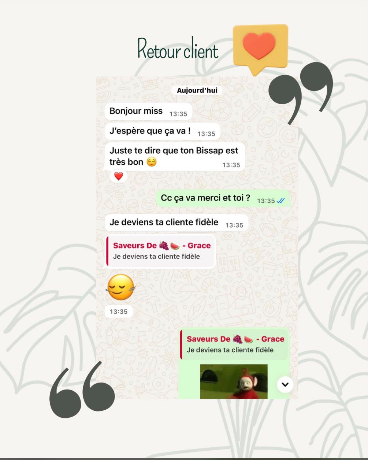 Retour client WhatsApp sur le Bissap Boost